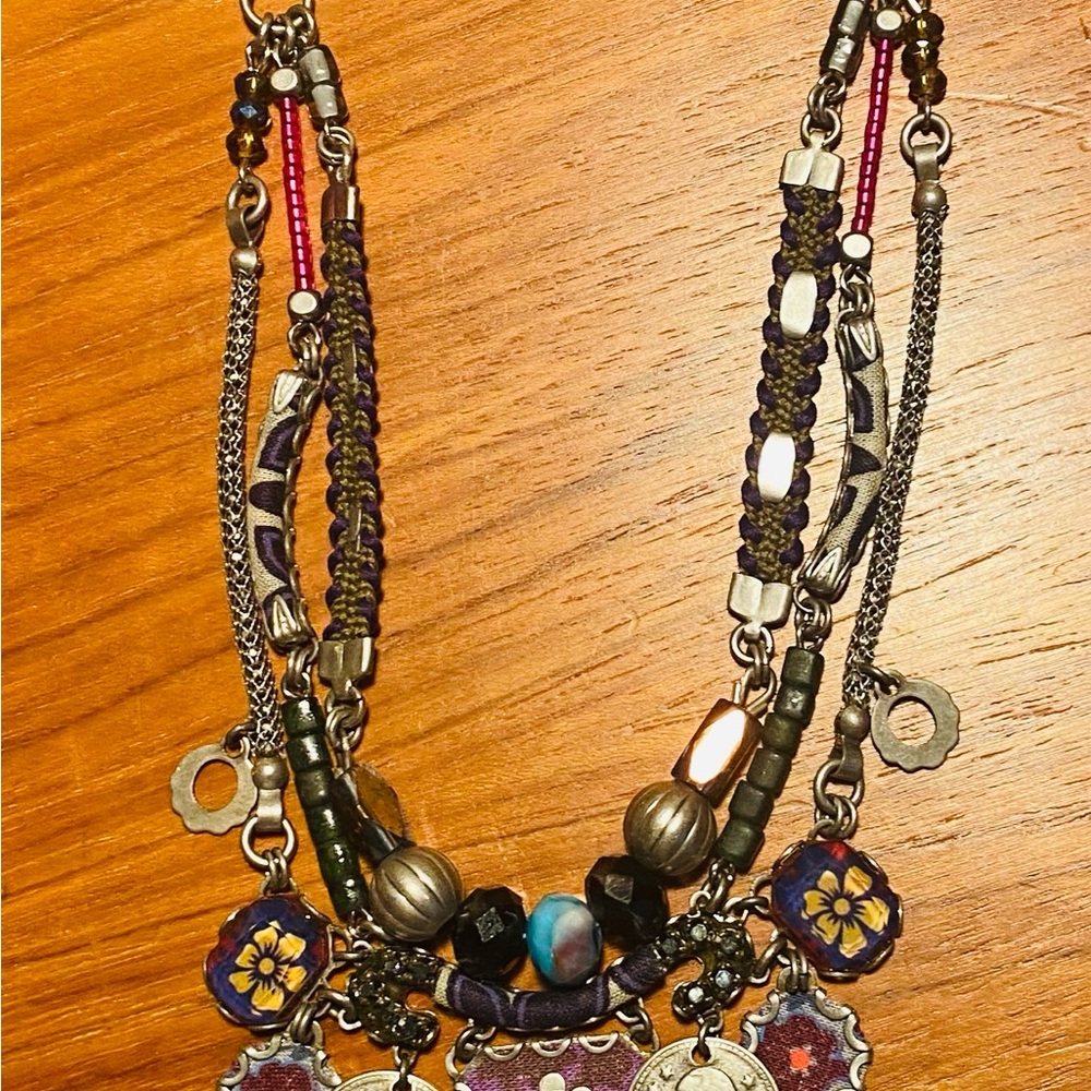 AYALA BAR Multicolor Boho Necklace with Purple and Gold Accents. LIMITED EDITION